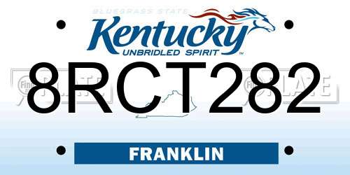 8RCT282 Kentucky License Plate
