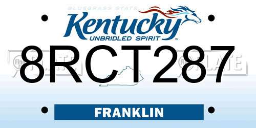 8RCT287 Kentucky License Plate