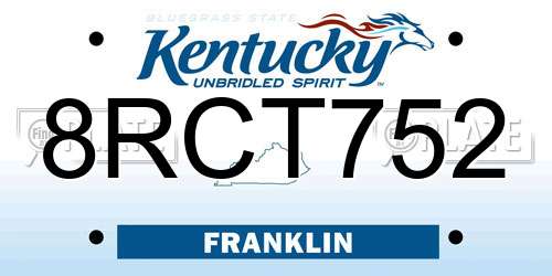 8RCT752 Kentucky License Plate