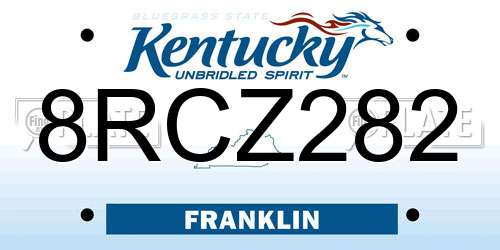 8RCZ282 Kentucky License Plate