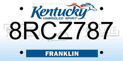 8RCZ787 Kentucky License Plate