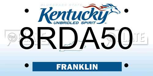 8RDA50 Kentucky License Plate