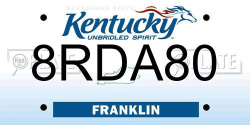 8RDA80 Kentucky License Plate