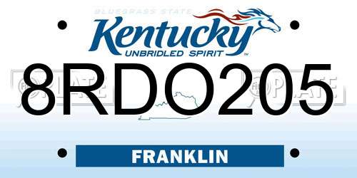8RDO205 Kentucky License Plate