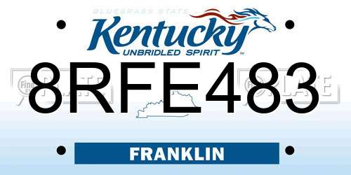 8RFE483 Kentucky License Plate