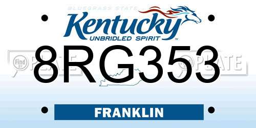 8RG353 Kentucky License Plate
