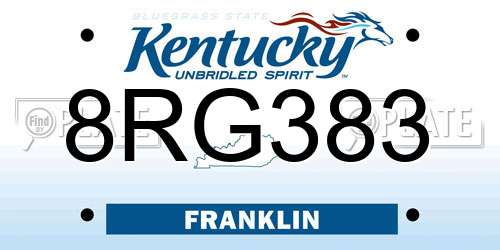 8RG383 Kentucky License Plate