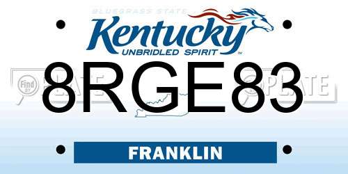 8RGE83 Kentucky License Plate