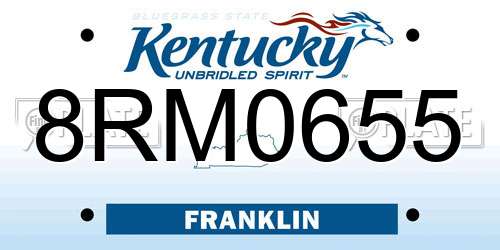 8RM0655 Kentucky License Plate