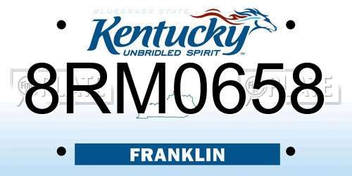 8RM0658 Kentucky License Plate