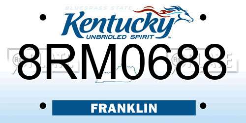 8RM0688 Kentucky License Plate