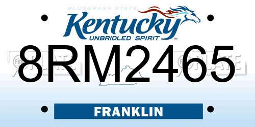 8RM2465 Kentucky License Plate