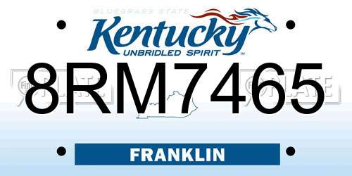 8RM7465 Kentucky License Plate