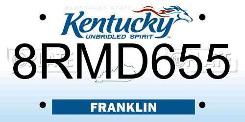 8RMD655 Kentucky License Plate