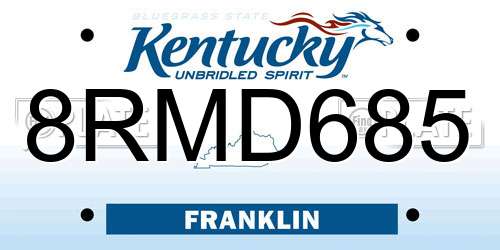 8RMD685 Kentucky License Plate