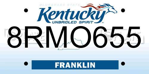 8RMO655 Kentucky License Plate