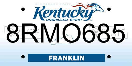 8RMO685 Kentucky License Plate