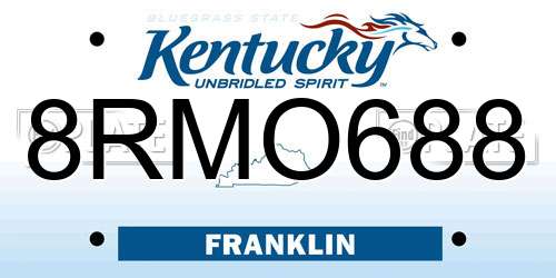 8RMO688 Kentucky License Plate