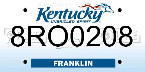 8RO0208 Kentucky License Plate