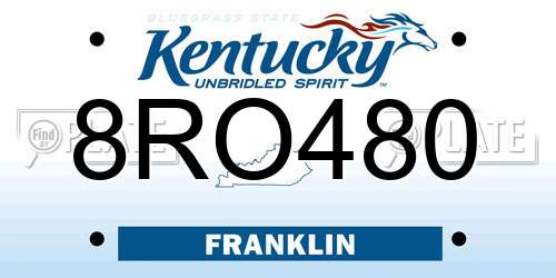 8RO480 Kentucky License Plate