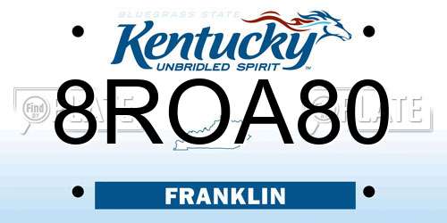 8ROA80 Kentucky License Plate
