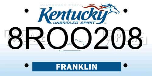 8ROO208 Kentucky License Plate