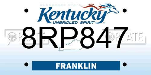 8RP847 Kentucky License Plate