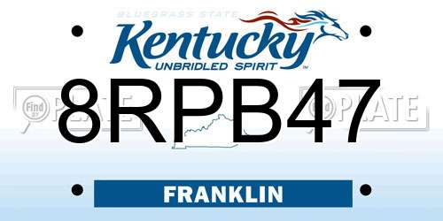 8RPB47 Kentucky License Plate