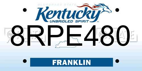 8RPE480 Kentucky License Plate