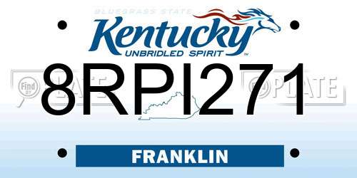 8RPI271 Kentucky License Plate