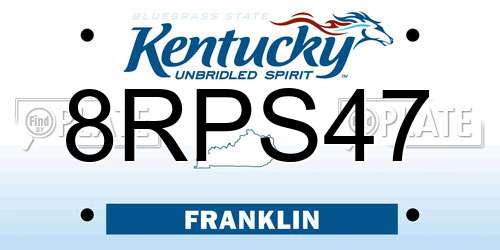 8RPS47 Kentucky License Plate