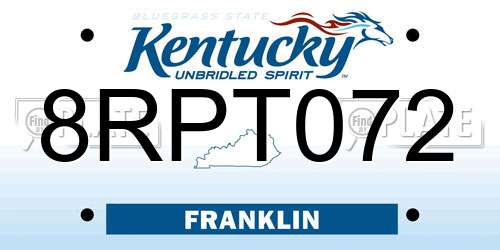 8RPT072 Kentucky License Plate