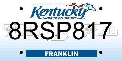 8RSP817 Kentucky License Plate
