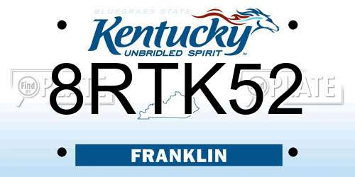 8RTK52 Kentucky License Plate