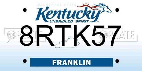 8RTK57 Kentucky License Plate