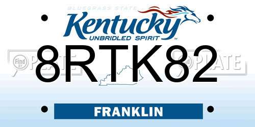 8RTK82 Kentucky License Plate