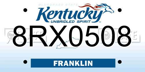 8RX0508 Kentucky License Plate