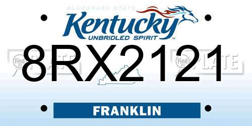 8RX2121 Kentucky License Plate