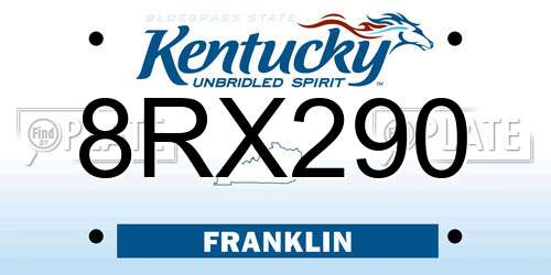 8RX290 Kentucky License Plate