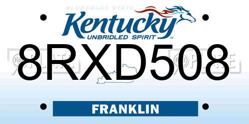 8RXD508 Kentucky License Plate