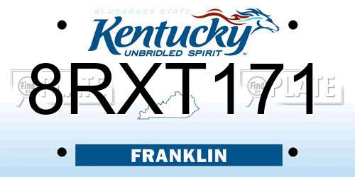 8RXT171 Kentucky License Plate