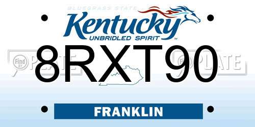 8RXT90 Kentucky License Plate
