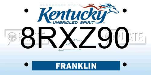 8RXZ90 Kentucky License Plate
