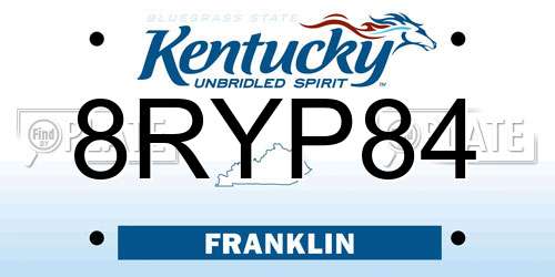 8RYP84 Kentucky License Plate