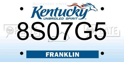 8S07G5 Kentucky License Plate