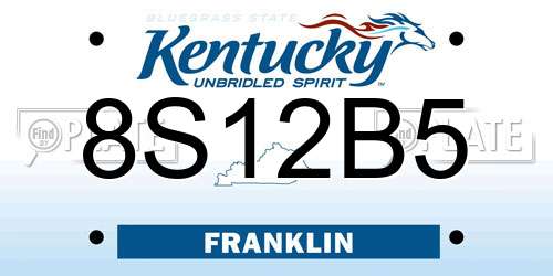 8S12B5 Kentucky License Plate
