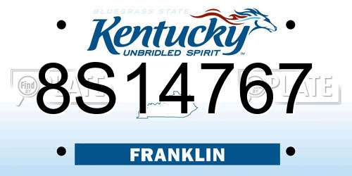 8S14767 Kentucky License Plate