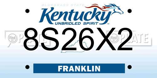 8S26X2 Kentucky License Plate