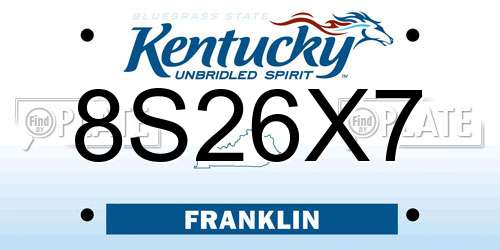 8S26X7 Kentucky License Plate
