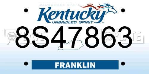 8S47863 Kentucky License Plate